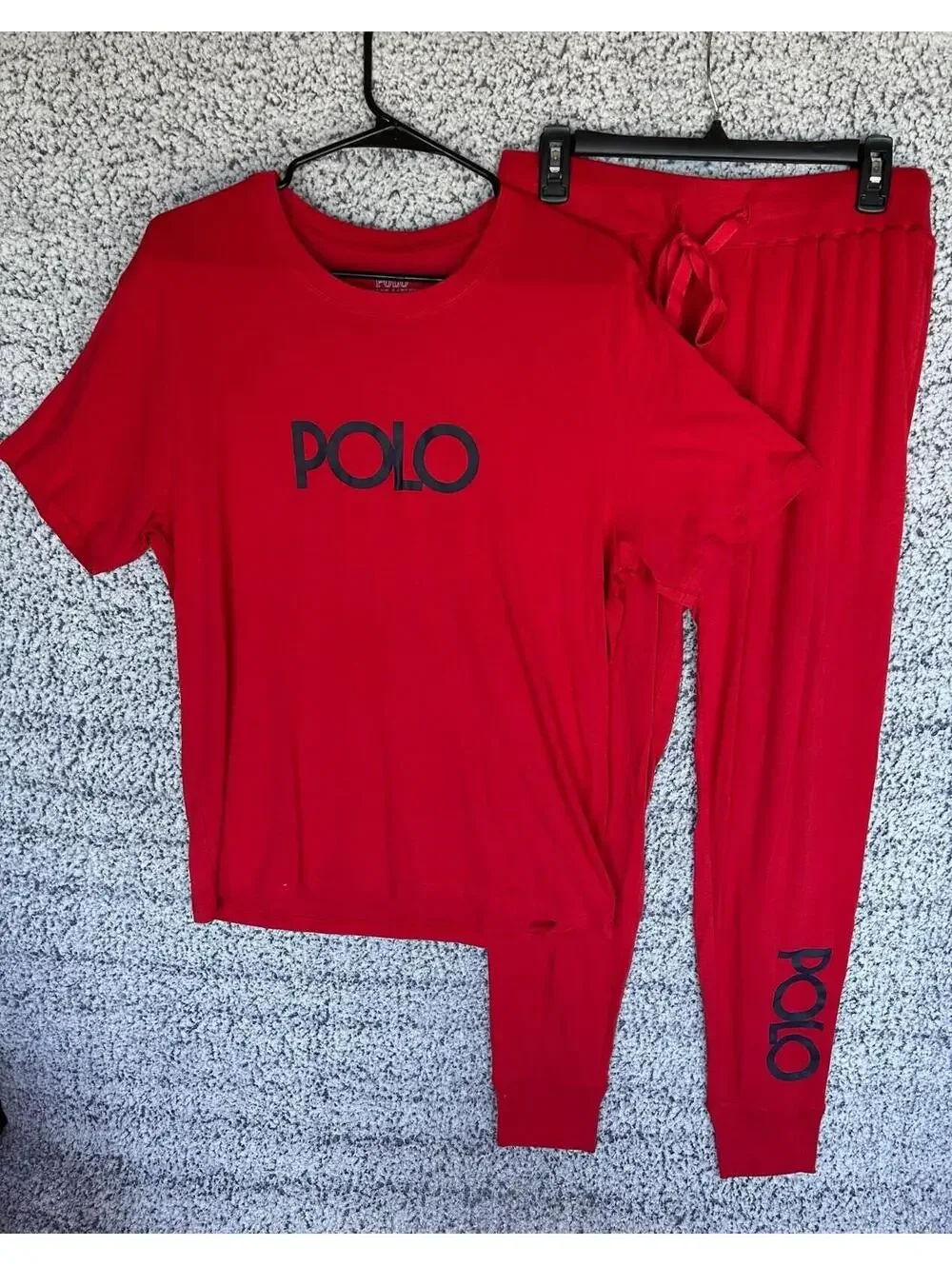 NWOT Polo Ralph Lauren RED LOGO KNIT COTTON Pajama Set Men's Medium